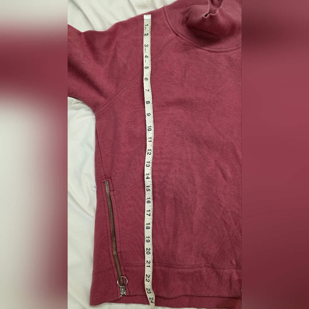 🍁Athleta Cozy Karma Side Zip Funnel Neck Sweatshirt Victorian Berry Size SP EUC - Picture 7 of 7